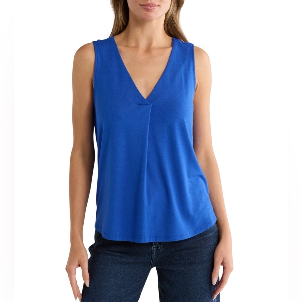 Tommy Bahama Vibrant Cobalt Blue Kauai Box Pleat V-Neck Tank Top NWT XXS